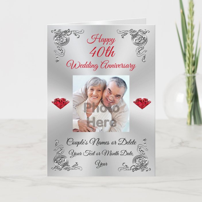 Photo Custom 40th Ruby Wedding Anniversary Cards Zazzle Com