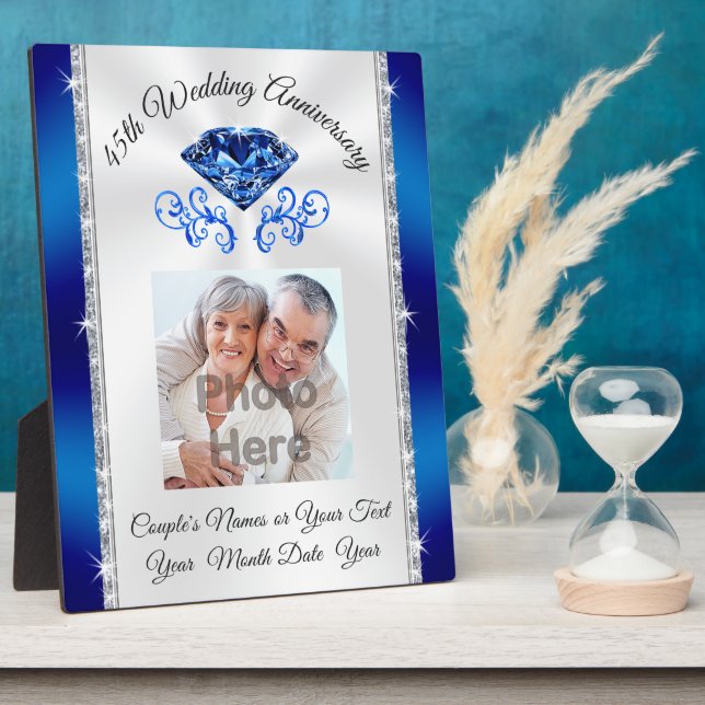 Photo Custom 45 Year Wedding Anniversary Gift Plaque (Side)