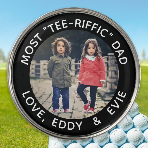 Photo Custom Best Dad Ever Black White Golf Ball Marker