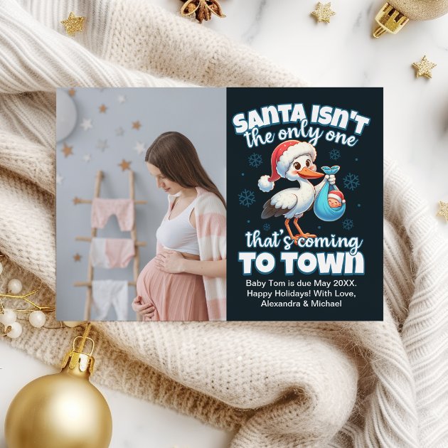 Pregnancy christmas card - Pink Dramatic personalized gifts for you Photo custom christmas pregnancy announcement
