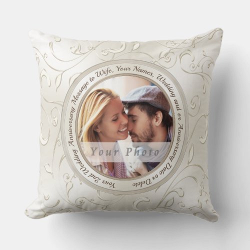 Photo Custom Cotton Anniversary Gifts for Wife Throw Pillow