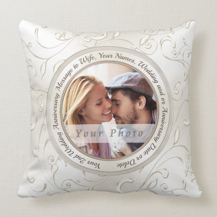 Photo Custom Cotton Anniversary Gifts for Wife Throw Pillow