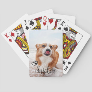 Photo Custom Dog Cat Pet Name Monogram Poker Cards