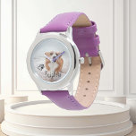 Photo Custom Dog Cat Pet Name Monogram Watch<br><div class="desc">This design may be personalized in the area provided by changing the photo and/or text. Or it can be customized by clicking Personalize this Template and then choosing the click to customize further option and delete or change the color of the background, add text, change the text color or style,...</div>