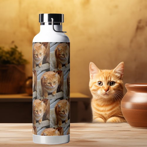 Photo Custom Dog Cat Pet Template Repeating  Water Bottle