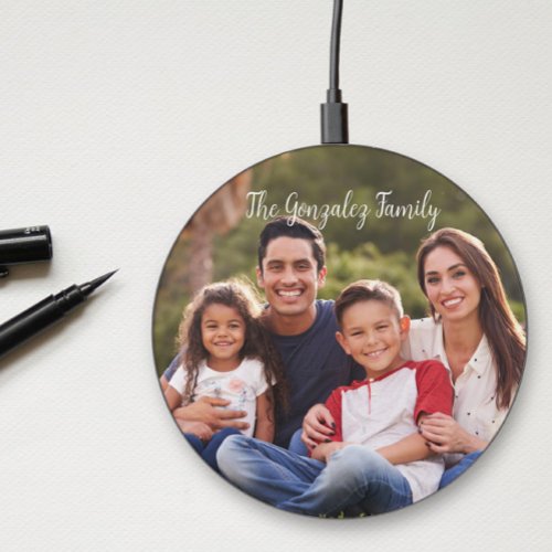 Photo Custom Family Gift Monogram Name Wireless Charger