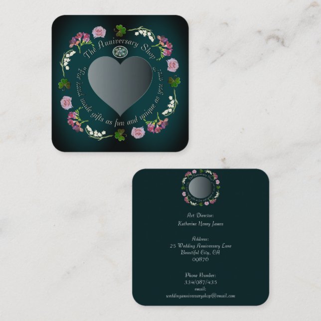 Photo Custom Floral Weddings, Anniversaries Square Square Business Card (Front/Back)