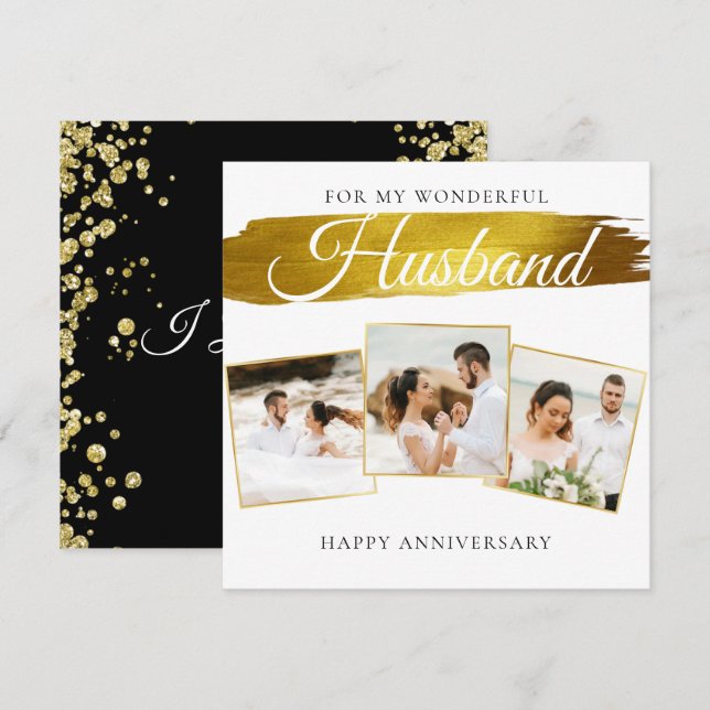 Photo Custom Husband Wedding Anniversary Card (Front/Back)