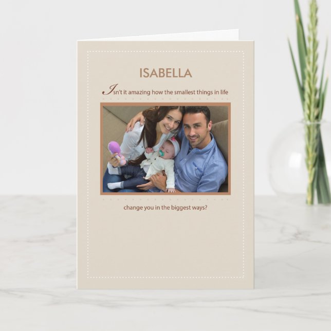 Photo Custom Personalize Name Congratulations Baby Card (Front)
