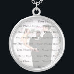 Photo Custom Round Silver Wedding Necklace<br><div class="desc">Personalize this pretty necklace to have as wedding favors at your wedding reception or to have one yourself as a remembrance of your special day. This necklace is also the perfect gift for the bride ant her bridal shower. Personalize by adding your photo.</div>