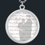 Photo Custom Round Silver Wedding Necklace<br><div class="desc">Personalize this pretty necklace to have as wedding favors at your wedding reception or to have one yourself as a remembrance of your special day. This necklace is also the perfect gift for the bride ant her bridal shower. Personalize by adding your photo.</div>