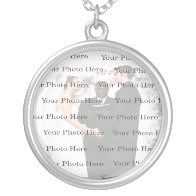 Photo Custom Round Silver Wedding Necklace (Front)