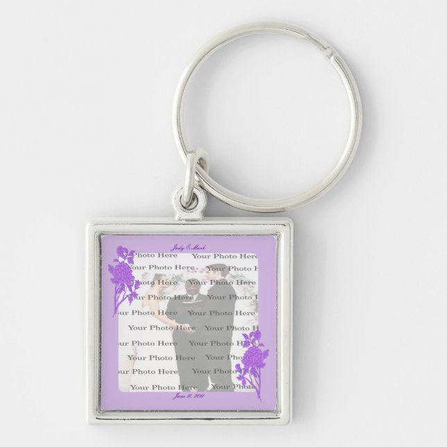 Photo Custom Square Silver Key Chain (Front)