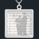 Photo Custom Square Silver Wedding Necklace<br><div class="desc">Personalize this pretty necklace to have as wedding favors at your wedding reception or to have one yourself as a remembrance of your special day. This necklace is also the perfect gift for the bride ant her bridal shower. Personalize by adding your photo.</div>