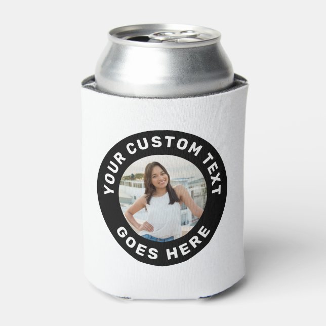 Photo & Custom Text Personalized Party Can Cooler (Can Front)