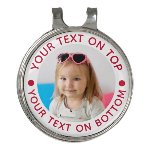 Photo Custom Text Red Personalized Golf Hat Clip
