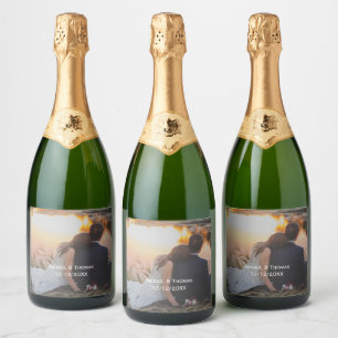 Photo Customize Wedding Engagement Party Sparkling Wine Label
