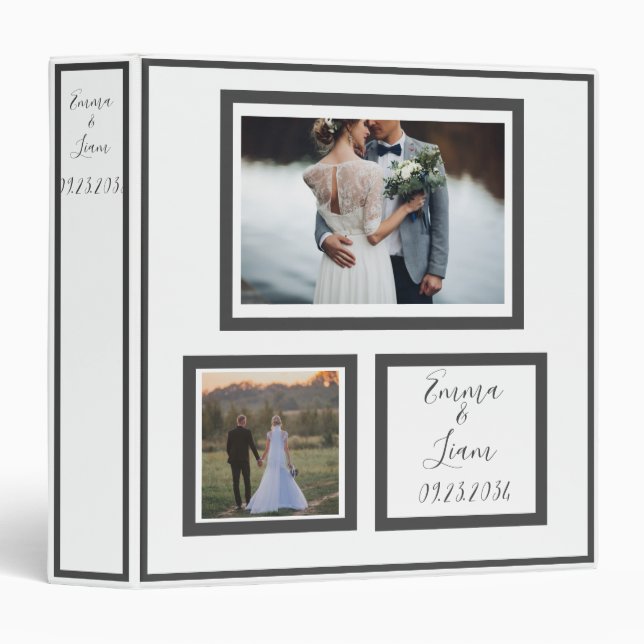 Photo Customized Abstract Names Wedding Keepsake 3 Ring Binder (Front/Spine)