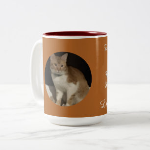 Photo Cute Cat Text Two-Tone Coffee Mug