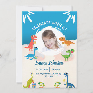 Photo Cute Dinosaurs For Kids Birthday invitation