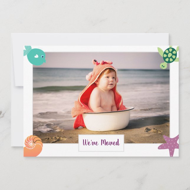 Photo Cute Fish We've Moved to the Beach New Home  Announcement (Front)