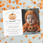 Photo Cute Little Pumpkin First Birthday Party  Invitation<br><div class="desc">More Cute 1st Birthday Invitations in the Little Bayleigh Store!</div>
