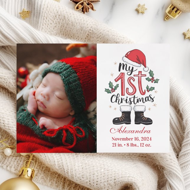 Photo Cute Santa Baby 1st Christmas Holiday Card (Creator Uploaded)