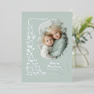 Photo   Cute Winter Woodland Christmas Greeting Foil Holiday Card