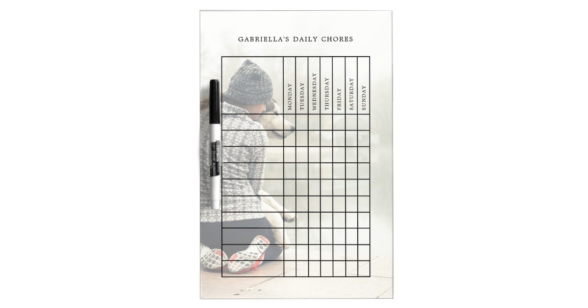 Photo Daily Chore Chart Dry Erase Board | Zazzle