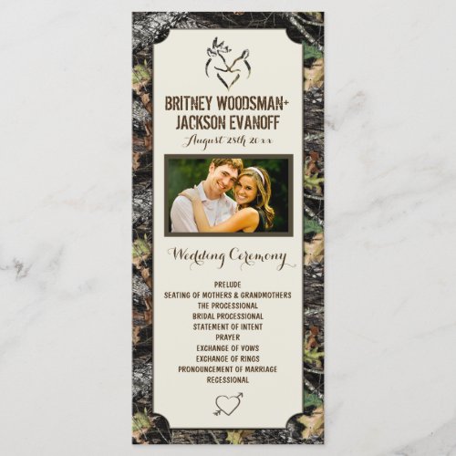 Photo Deer Hearts Hunting Camo Wedding Programs