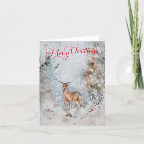 Photo Deer Rustic Winter Merry Christmas Holiday Card