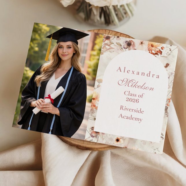 Photo Delicate Spring Flowers Graduation Announcement (Creator Uploaded)
