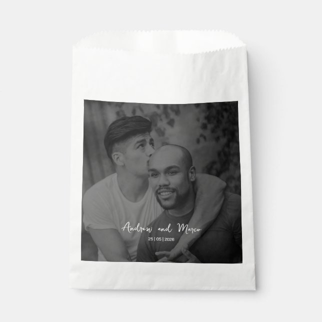 Photo Destination Boarding Pass Wedding Favor Bag (Front)