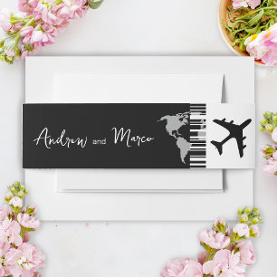 Photo Destination Boarding Pass Wedding Invitation Belly Band