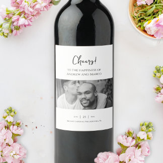 Photo Destination Boarding Pass Wedding Wine Label