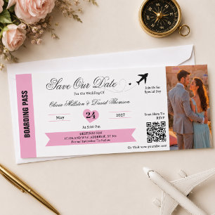 Photo Destination save the date wedding Travel Raffle Tickets