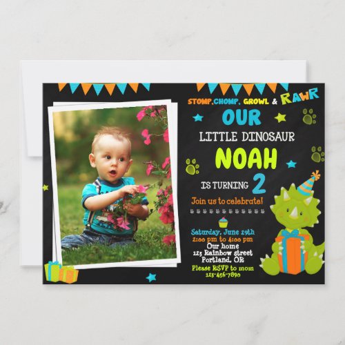 Photo Dinosaur birthday invitation Dinosaur party