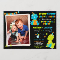 Photo Dinosaur birthday invitation Joint birthday