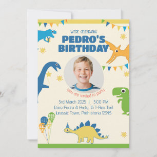 Photo Dinosaur Birthday Party Invitation