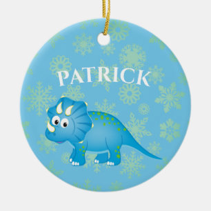 Photo Dinosaur Cute Blue Kids Ceramic Ornament
