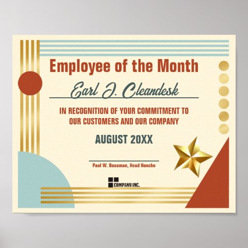 Photo display employee of the month or download poster