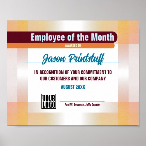 Photo display employee of the month or download poster