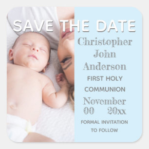 Photo DIY background blue boy communion Square Sticker