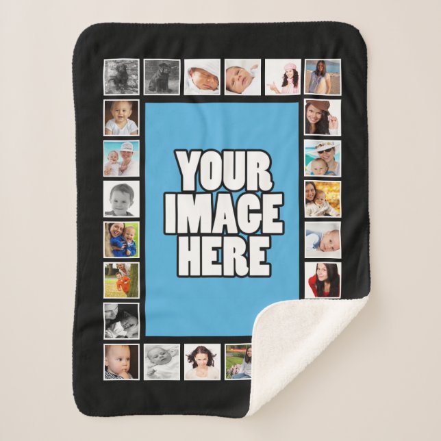 Photo DIY Collage Personalized Sherpa Blanket (Front)