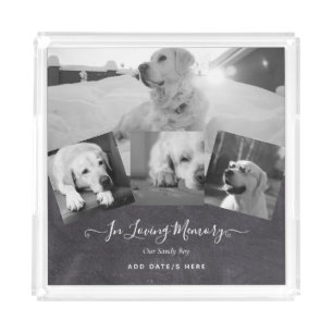 PHOTO Dog Memorial Gift- Pet Loss Keepsake Collage Acrylic Tray