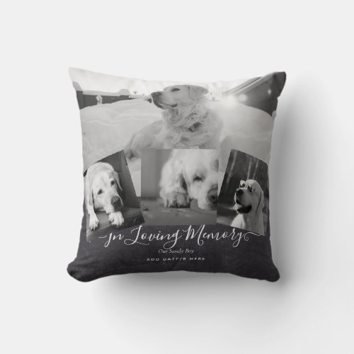PHOTO Dog Memorial Gift_ Pet Loss Keepsake Collage Throw Pillow