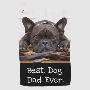 Photo Dog Personalized Best Dog Dad Ever Black Golf Towel