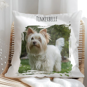 Photo Dog Pet with Name Throw Pillow