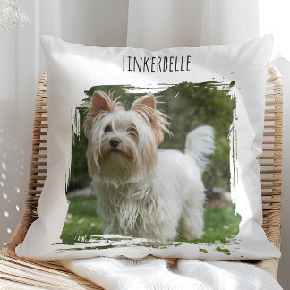 Photo Dog Pet with Name Throw Pillow