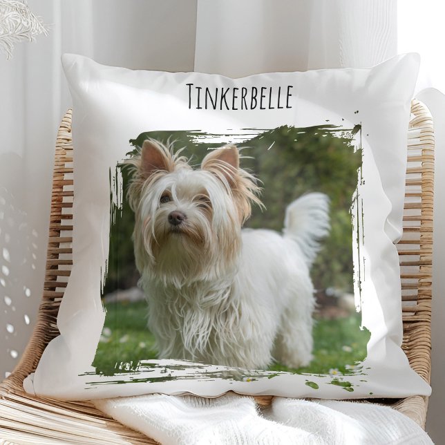 Photo Dog Pet with Name Throw Pillow (Creator Uploaded)